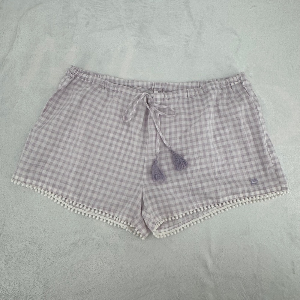 Southern Tide Womens Gingham Sleep Lounge Shorts Purple & White Size Large NWOT